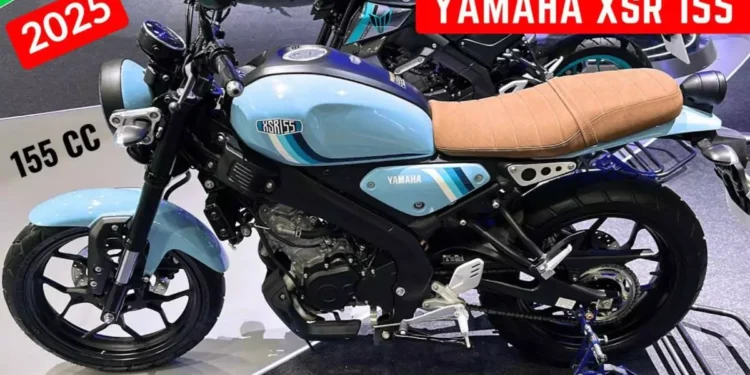 a motorcycle parked in a showroom, Yamaha XSR 155 Bike: 2025 Edition with 155 cc Engine