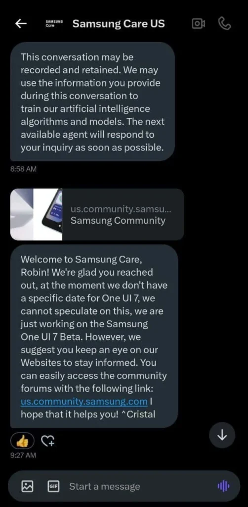 Will my Samsung phone be updated to One UI 7 in February 2025?