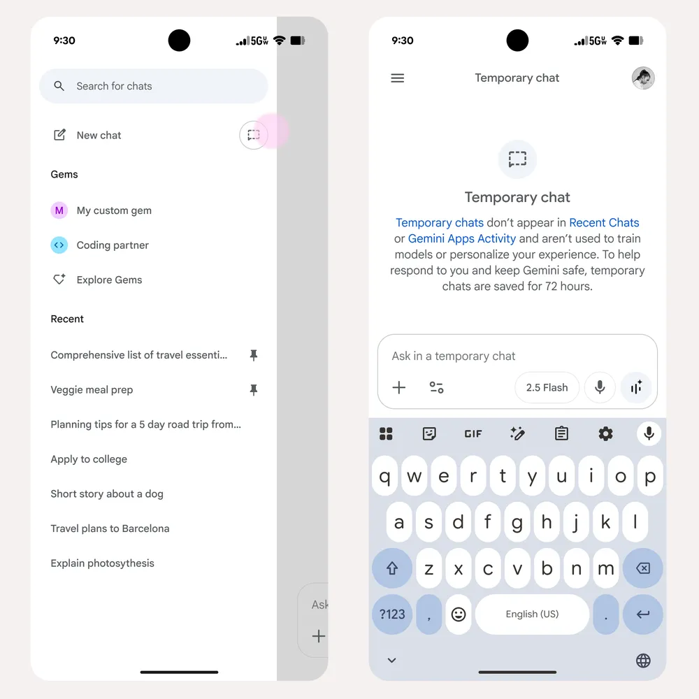 Introducing Temporary Chats and more personalized responses in Gemini