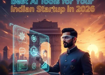Digital screen , AI Tools showing in Image -Best AI Tools for Your Indian Startup in 2026