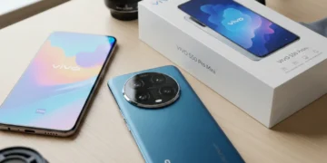 A white and blue color mobile box packed-Vivo new smartphone launch in 2026