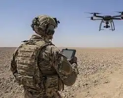 An army personale flying modern drone-AI battlefield:Technology behind the Warfare