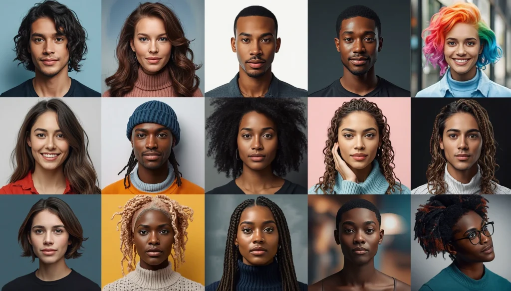 Top 7 Best AI Image Generators : Free in 2026 4 AI image generator-Collection of diverse AI-generated images displayed in a grid layout, showing different styles including photorealistic portrait, product mockup, illustration, concept art, and social media graphic, v